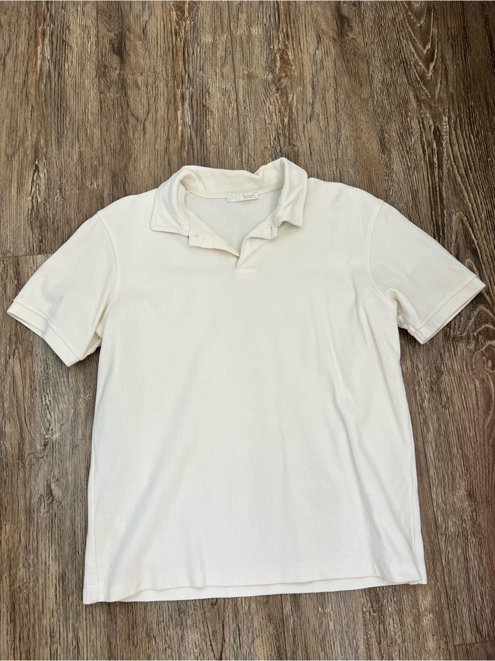 Zara Men's Cream Short Sleeve Polo